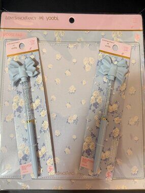 LoveShackFancy x Yoobi Blue Floral Mouse Pad & Bow Pen Set New SKU057